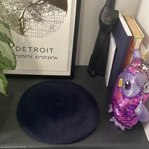 Navy Blue Felt Beret